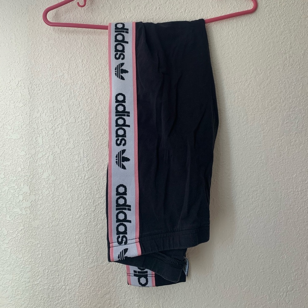 Adidas leggings pink stripe